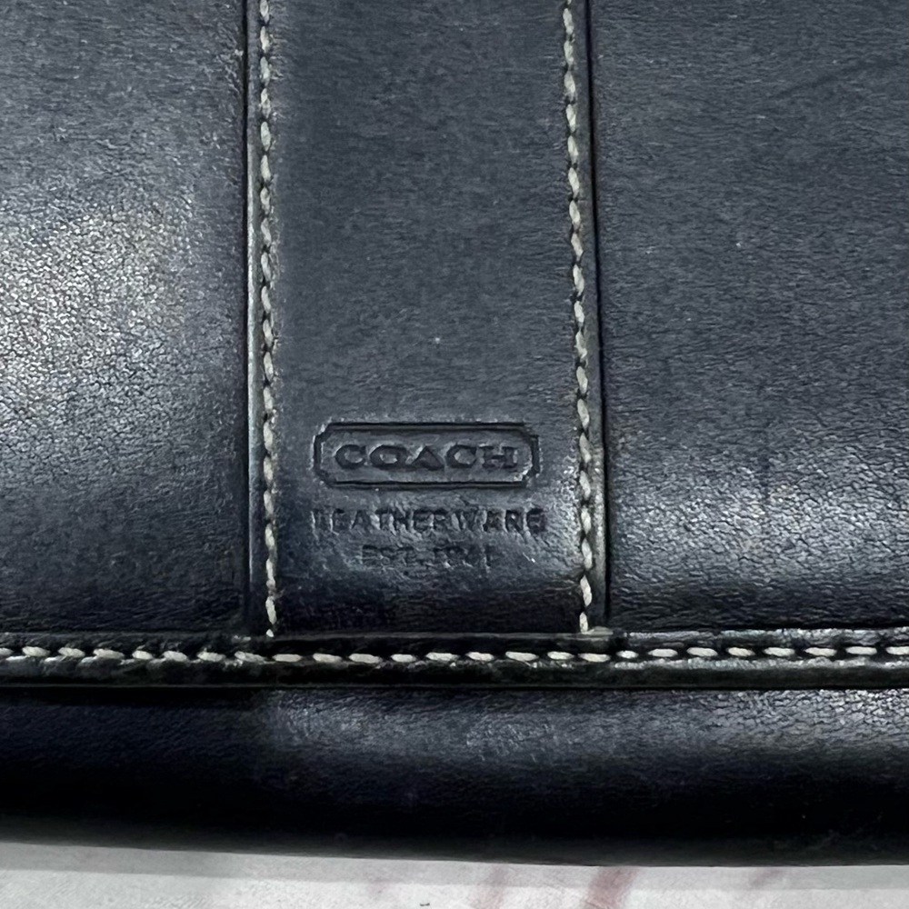 Coach Vintage Y2K Black Leather Hamilton Bi-Fold Wallet w Contrast Stitching. - Picture 3 of 8